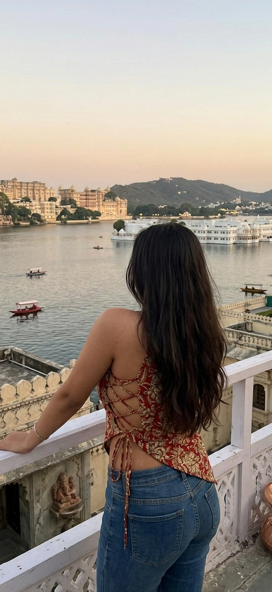 Phulwari one-shoulder top